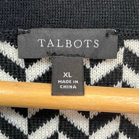 Talbots Women’s Black White Wool Blend Sweater Vest Herringbone XL - Picture 6 of 7